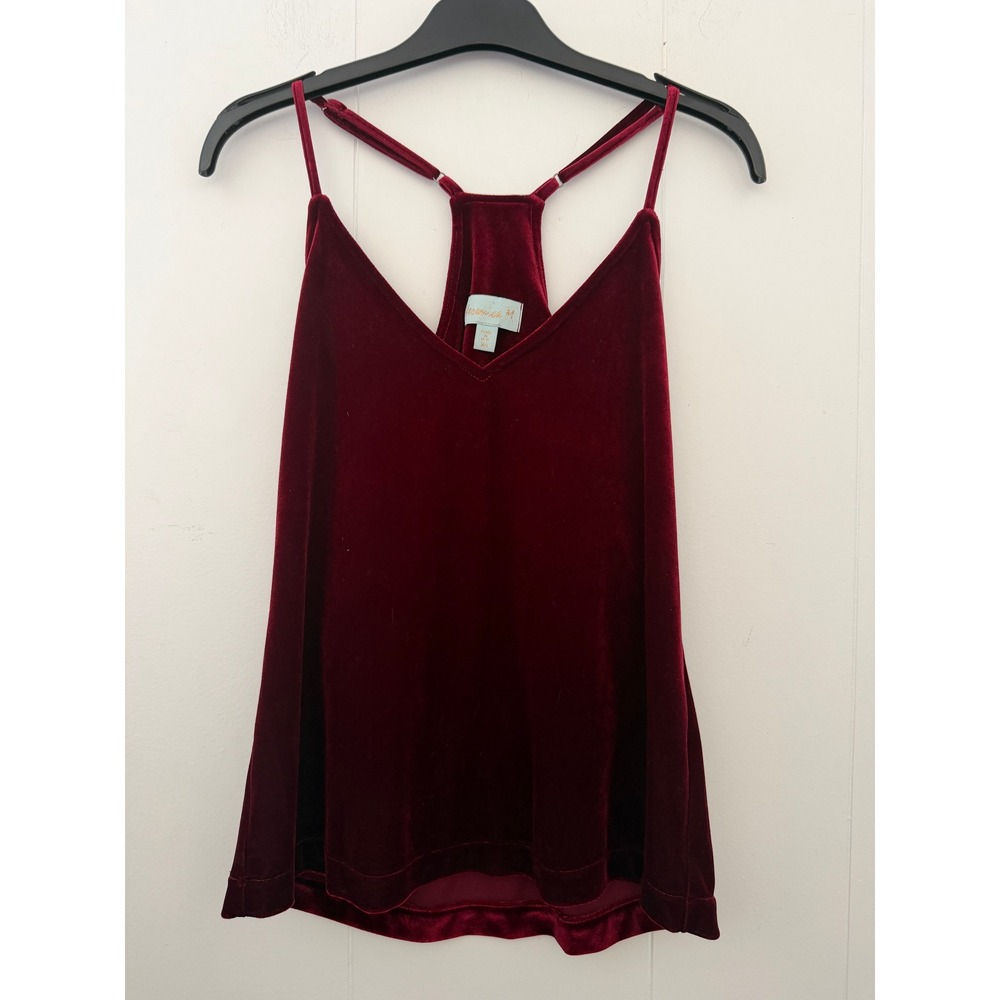 Veronica M Burgundy Velvet Racerback Camisole V-Neck Tank Top XS TF-1507
